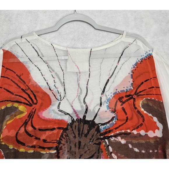 Ashro Kaftan Dress African Womens XL NEW Hand Painted Butterfly Tunic Top Shawl - Picture 9 of 13